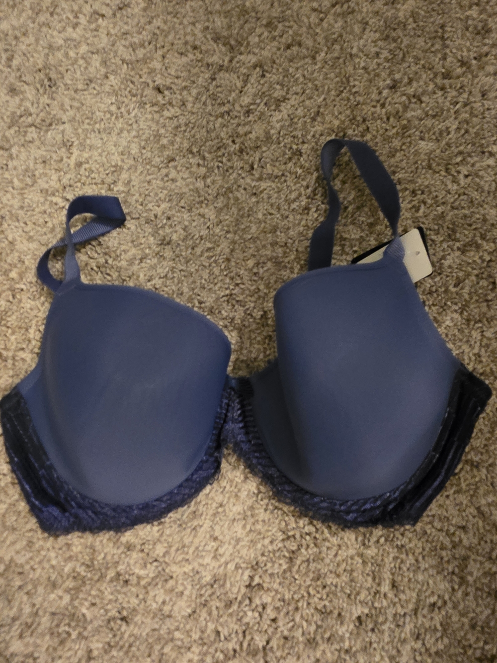 Wacoal Deep Blue Lace-Trim Contour Bra
